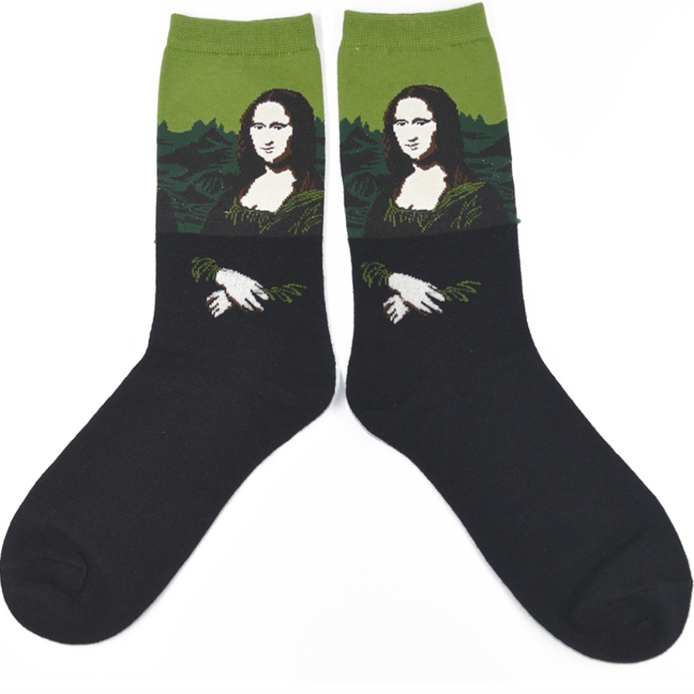 NWT Mona Lisa Art Pattern Women's Long Socks